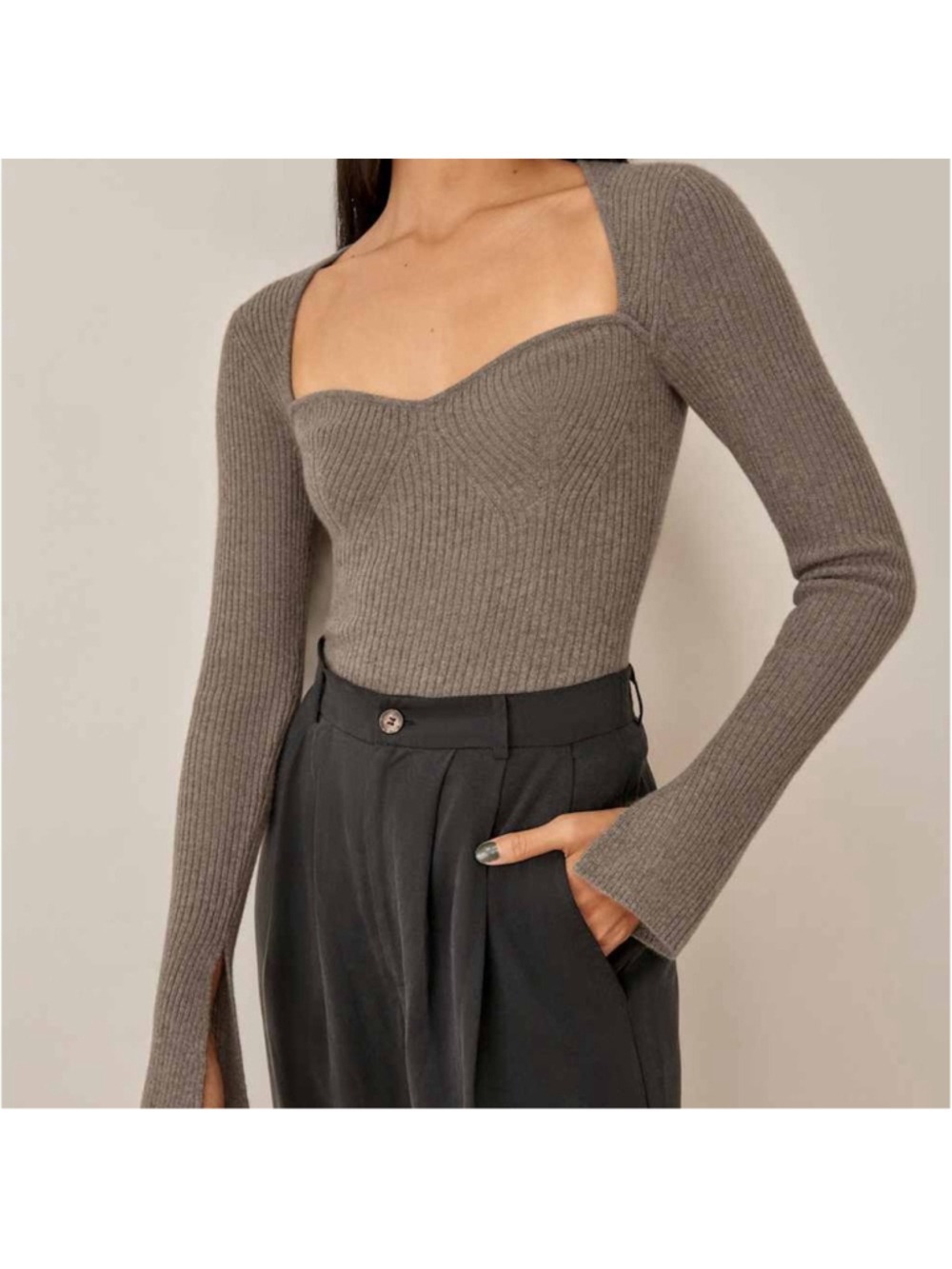 Reformation Brown/Cocoa Glenna Cashmere Sweater Size M | Luxury Quiet Elegance!
